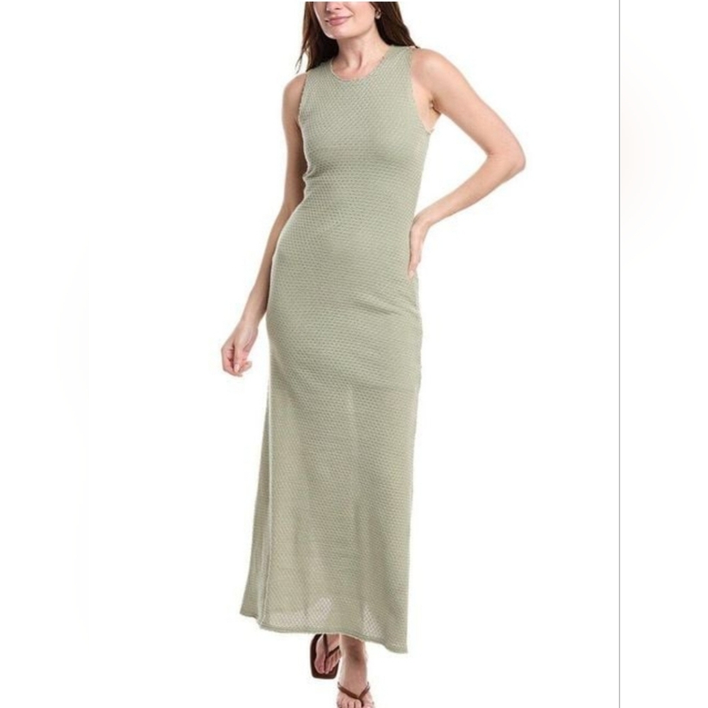 Rag & Bone Carine Crochet Knit Maxi Dress XL Sage Green Cotton Resort